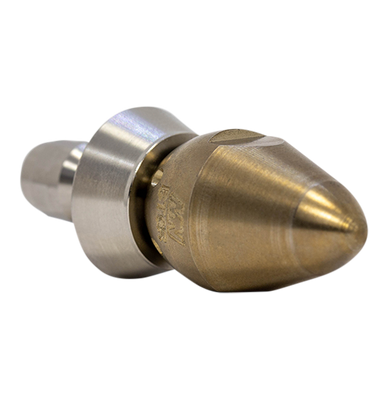 Bandit drain cleaning nozzle with stainless steel skirt for durability (1/4")