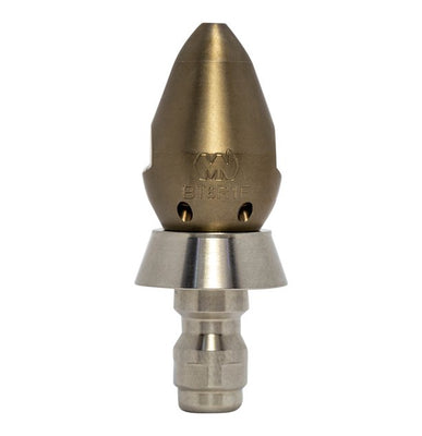 Bandit drain cleaning nozzle with stainless steel skirt for durability (1/4")