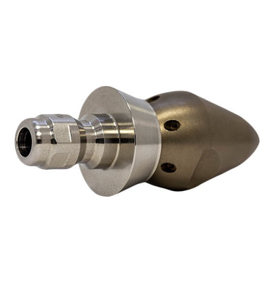Bandit drain cleaning nozzle with stainless steel skirt for durability (1/4")