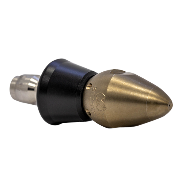 Bandit drain cleaning nozzle with slim PVC skirt for tight spaces (1/4