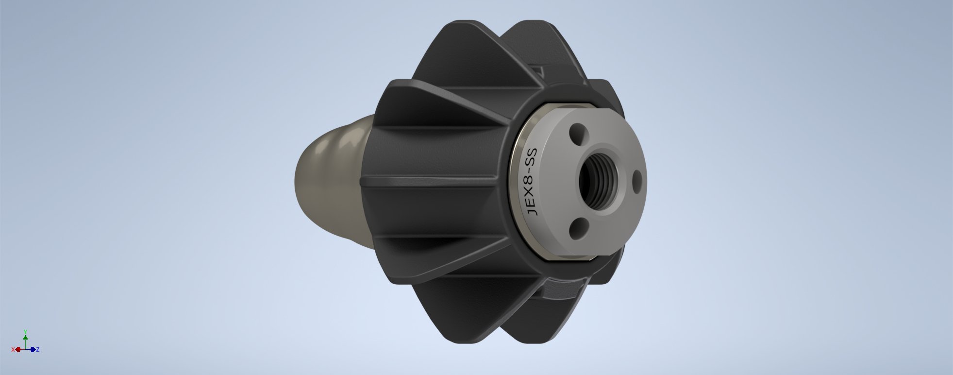 Attachment for stabilizing drain cleaning jetter nozzle