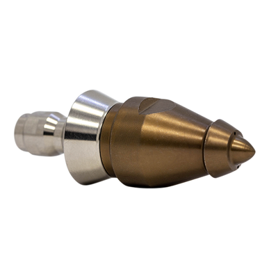 Beaver Invader Nozzle with QR-C one piece stainless steel skirt for drain cleaning