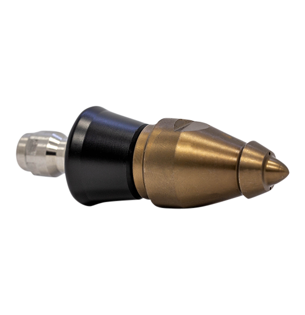 Beaver Invader Nozzle with QR-A slim PVC skirt for drain cleaning