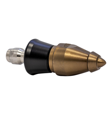 Beaver Invader Nozzle with QR-A slim PVC skirt for drain cleaning