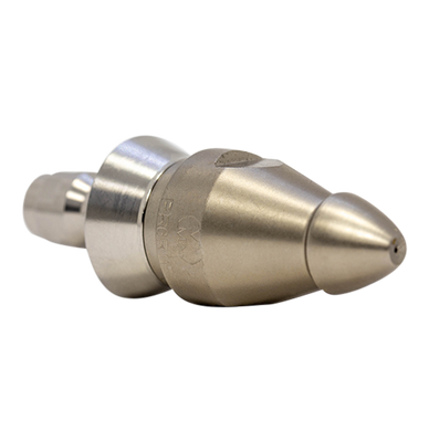 Root Rat Invading drain cleaning nozzle with stainless steel skirt for durability (1/4")