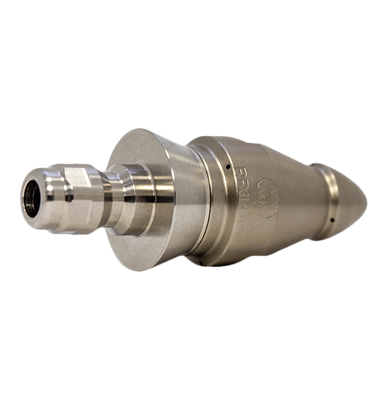 Root Rat Invading drain cleaning nozzle with stainless steel skirt for durability (1/4")