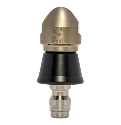 Negotiator Nozzle 1/4" series with QR-A slim PVC skirt for drain cleaning