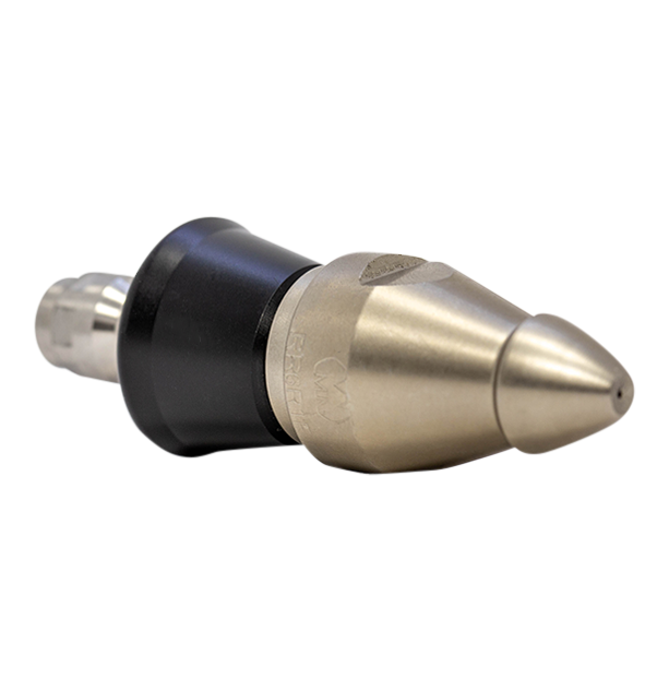 Root Rat Invading drain cleaning nozzle with slim PVC skirt for tight spaces (1/4