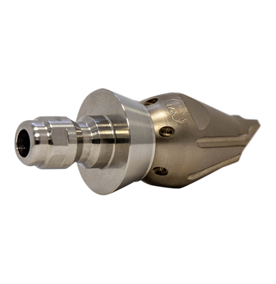 Screwdriver Invader drain cleaning nozzle with stainless steel skirt for durability (1/4")