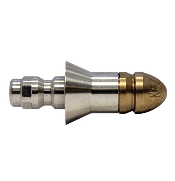 Compressor nozzle with bullet blank attachment for drain cleaning (1/8
