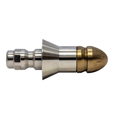 Compressor nozzle with bullet blank attachment for drain cleaning (1/8")