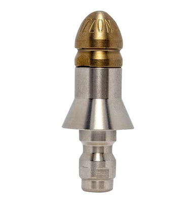 Compressor nozzle with bullet blank attachment for drain cleaning (1/8")