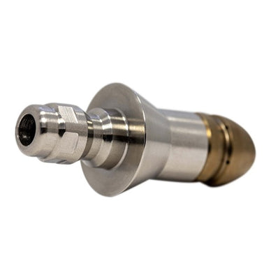 Compressor nozzle with bullet blank attachment for drain cleaning (1/8")