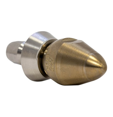 Bandit drain cleaning nozzle with stainless steel skirt for durability (1/4")