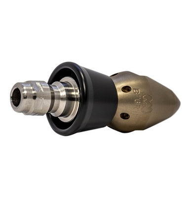 Bandit drain cleaning nozzle with slim PVC skirt for tight spaces (1/4")