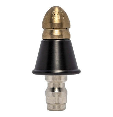 Compressor nozzle with QR-A adapter and slim PVC skirt for drain cleaning (1/8")