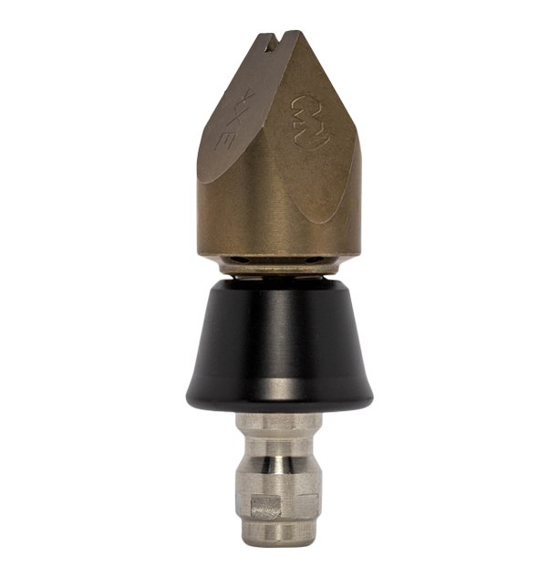 Jetaxe Invader drain cleaning nozzle, ¼ inch with slim PVC skirt