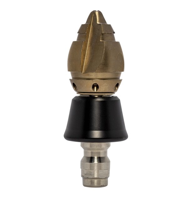 Bandit Side Cutter Thruster drain cleaning nozzle with slim PVC skirt for tight spaces (1/4