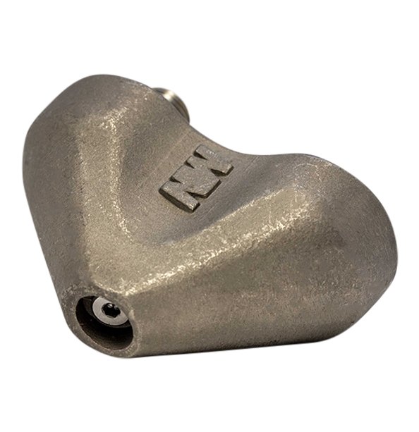 Large, angled Root Ranger drain cleaning nozzle for reaching deep clogs (1/2