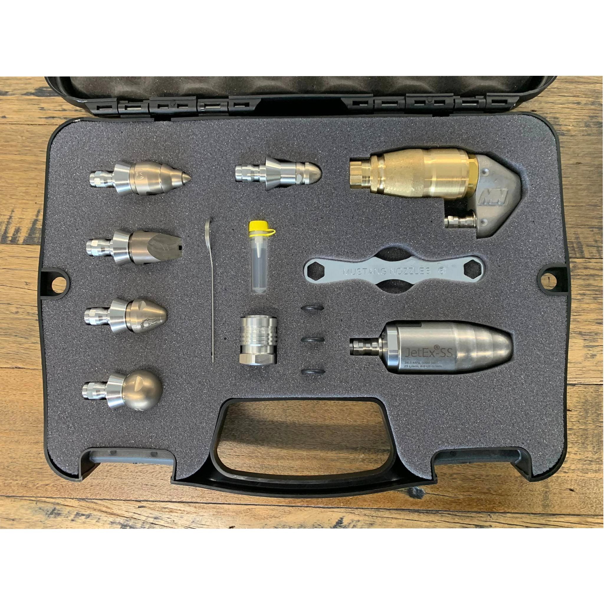 Professional drain cleaning nozzle set