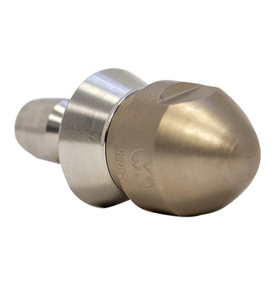Negotiator Nozzle 1/4" series with QR-C one piece stainless steel skirt for drain cleaning