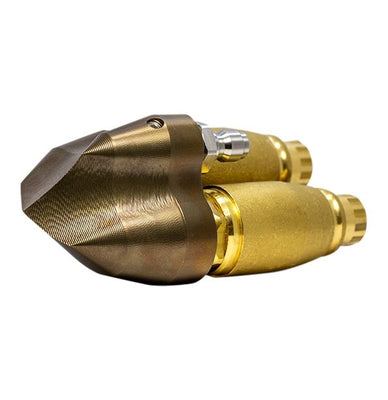 Root Ranger double barrel drain cleaning nozzle for increased cleaning power (1/4")