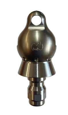 Wrecking Ball Thruster Nozzle 1/4" with QR-C one piece stainless steel skirt for drain cleaning