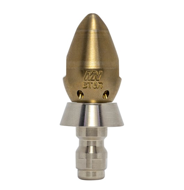 Bandit drain cleaning nozzle with stainless steel skirt for durability (1/4