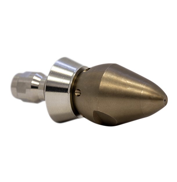 Bandit drain cleaning nozzle with stainless steel skirt for durability (1/4