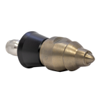 Drain cleaning nozzle for navigating tight spaces with protective skirt (1/4 inch, QR-A)