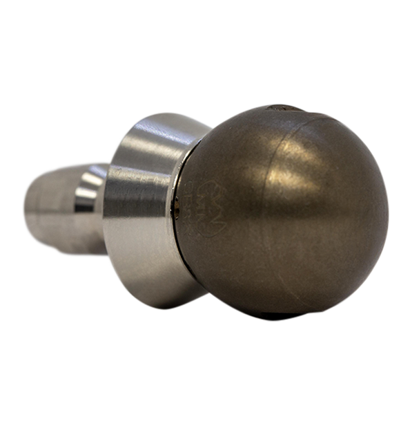 Drain cleaning nozzle with stainless steel skirt for forceful clearing (1/4 inch, QR-C)