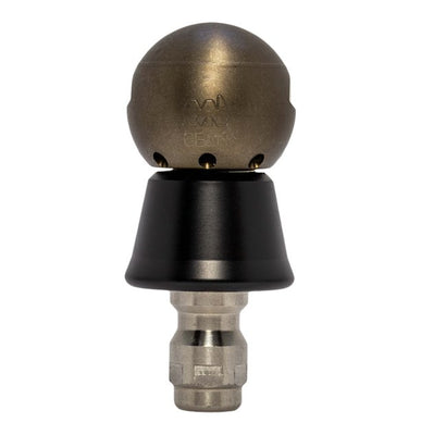 Smaller drain cleaning nozzle with protective PVC skirt for forceful clearing (1/8 inch, QR-B)