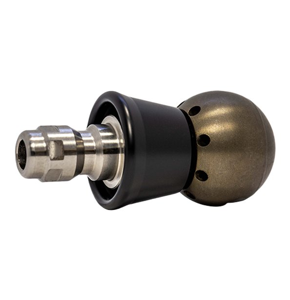 Smaller drain cleaning nozzle with protective PVC skirt for forceful clearing (1/8 inch, QR-B)