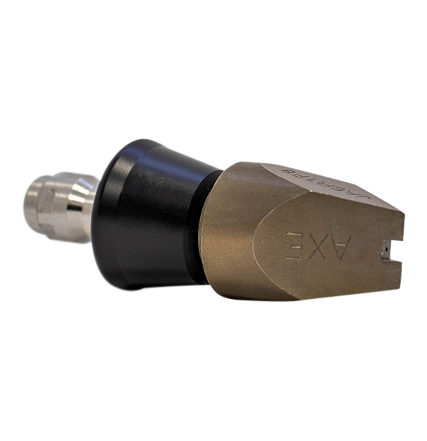 Jetaxe Invader drain cleaning nozzle, ¼ inch with slim PVC skirt