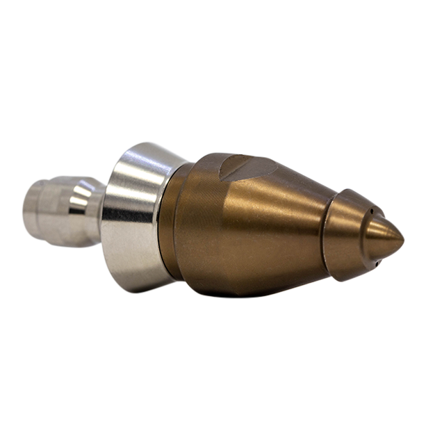 Beaver Invader Nozzle with QR-C one piece stainless steel skirt for drain cleaning