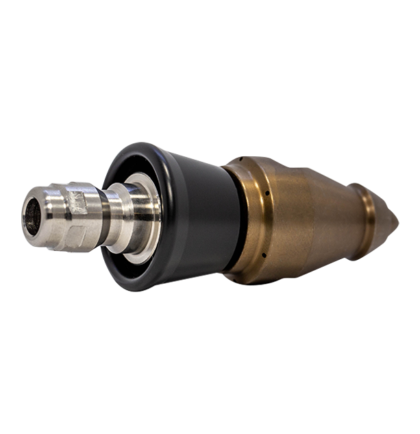 Beaver Invader Nozzle with QR-A slim PVC skirt for drain cleaning