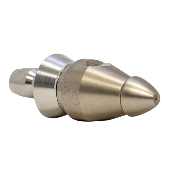 Root Rat Invading drain cleaning nozzle with stainless steel skirt for durability (1/4