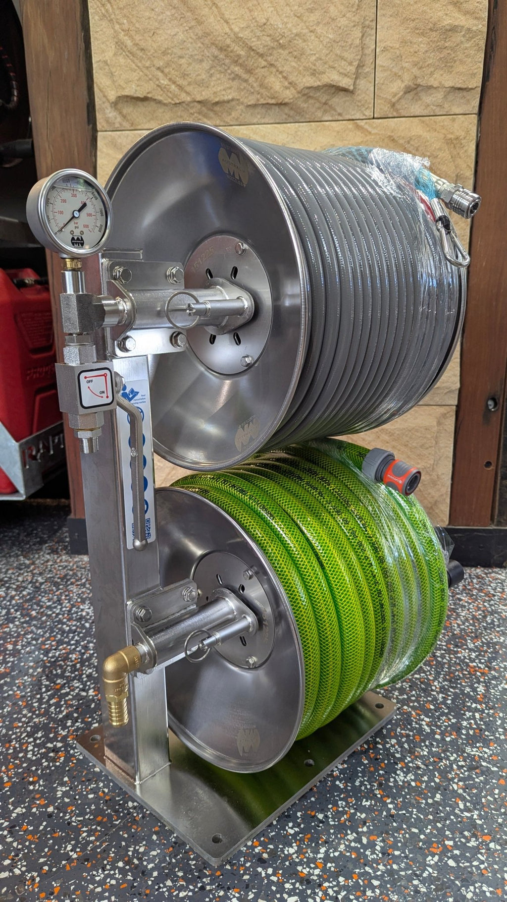 Stainless Steel - Mini Double Stacker Hose Reel