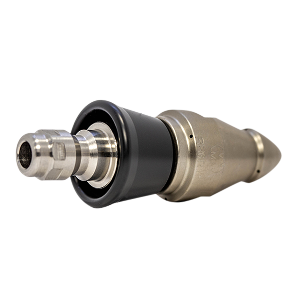 Root Rat Invading drain cleaning nozzle with slim PVC skirt for tight spaces (1/4