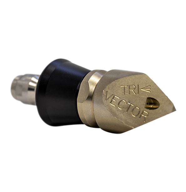 Trivector Penetrating drain cleaning nozzle with QR-A adapter and slim PVC skirt (1/4