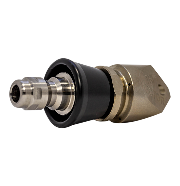 Trivector Penetrating drain cleaning nozzle with QR-A adapter and slim PVC skirt (1/4")
