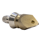 Trivector Penetrating drain cleaning nozzle with stainless steel skirt for durability (1/4")