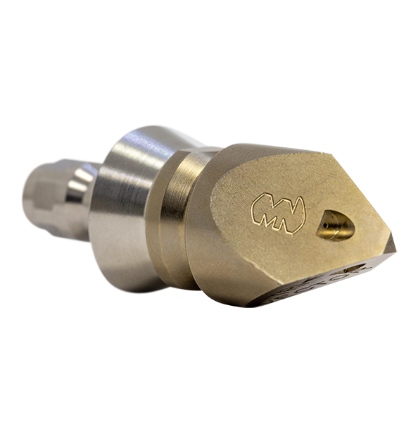 Trivector Penetrating drain cleaning nozzle with stainless steel skirt for durability (1/4")