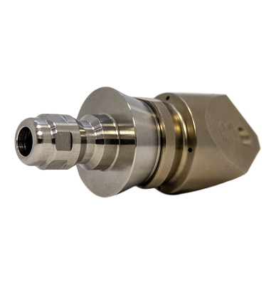 Trivector Penetrating drain cleaning nozzle with stainless steel skirt for durability (1/4")