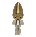 Bandit drain cleaning nozzle with stainless steel skirt for durability (1/4")