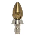 Bandit drain cleaning nozzle with stainless steel skirt for durability (1/4")