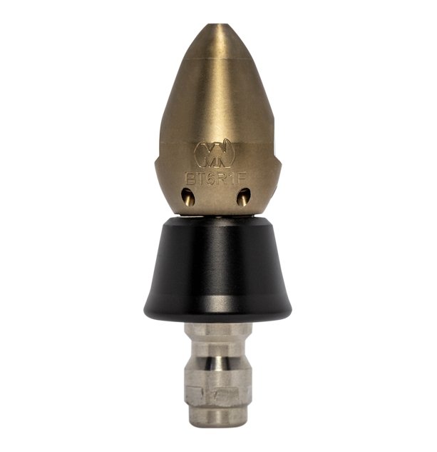 Bandit drain cleaning nozzle with slim PVC skirt for tight spaces (1/4")