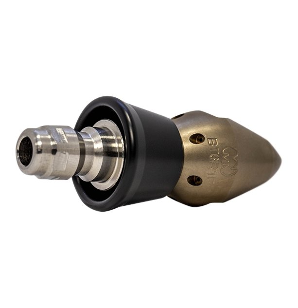 Bandit drain cleaning nozzle with slim PVC skirt for tight spaces (1/4")