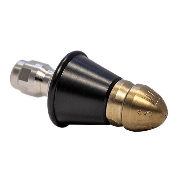 Compressor nozzle with QR-A adapter and slim PVC skirt for drain cleaning (1/8