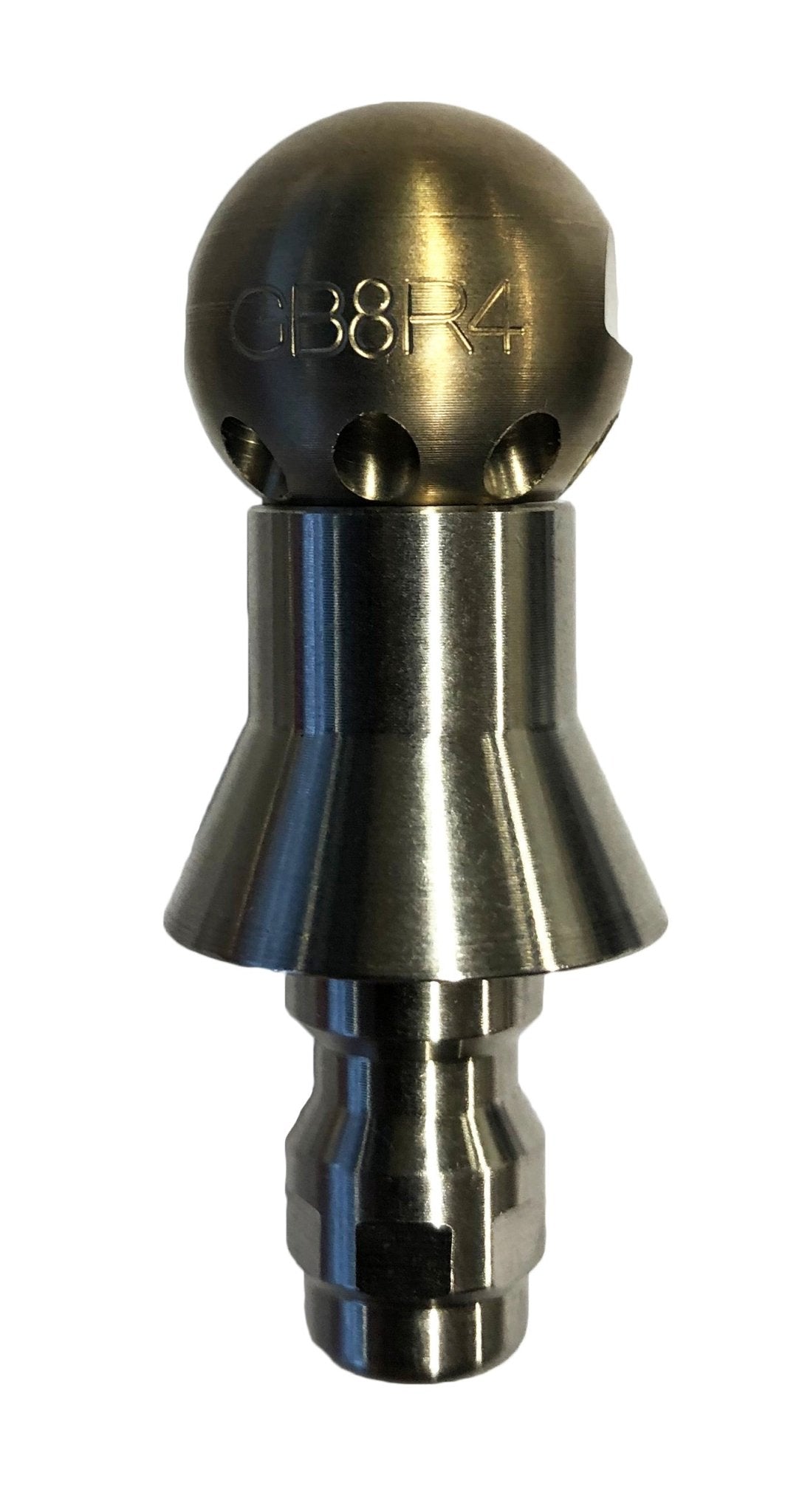 Smaller drain cleaning nozzle with stainless steel skirt for forceful clearing (1/8 inch, QR-C)